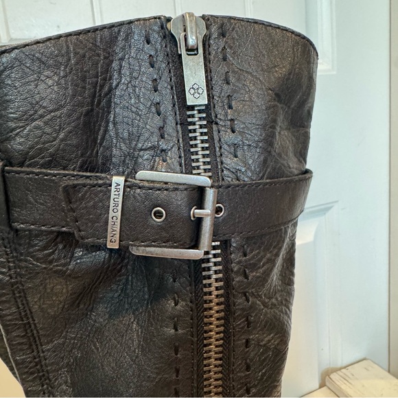 Arturo Chiang Black Leather Knee-High Boots Size 8.5 M - Picture 9 of 12